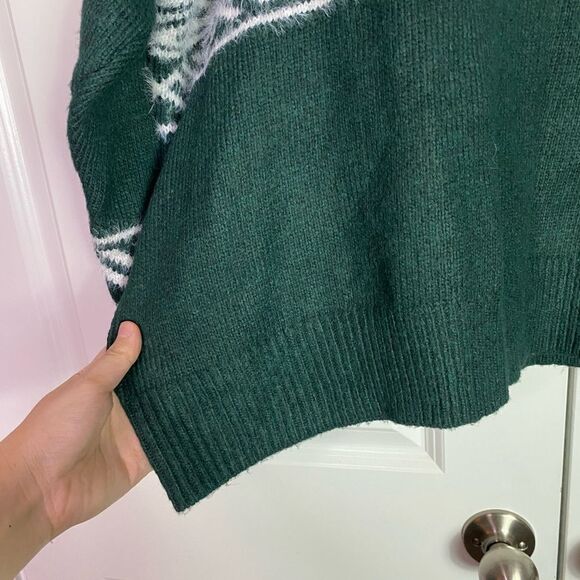 Maurices Fuzzy Sweater Green & White Soft Stretchy Flattering cut size 3X NWT - Picture 10 of 13